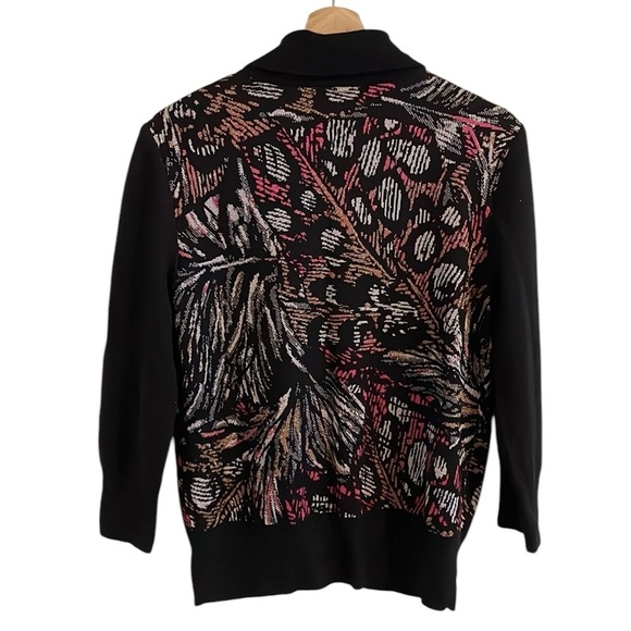 St. John Cardigan Sweater Women’s Size Medium Wool Metallic Pink Black - Picture 2 of 7